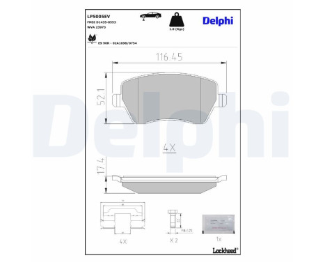 Brake pad set, disc brake LP5005EV Delphi, Image 3