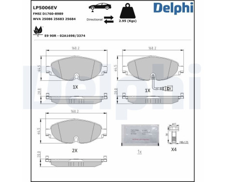 Brake pad set, disc brake LP5006EV Delphi, Image 4