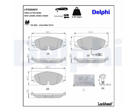 Brake pad set, disc brake LP5006EV Delphi, Image 4