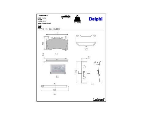 Brake pad set, disc brake LP5007EV Delphi, Image 3