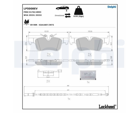 Brake pad set, disc brake LP5008EV Delphi, Image 3