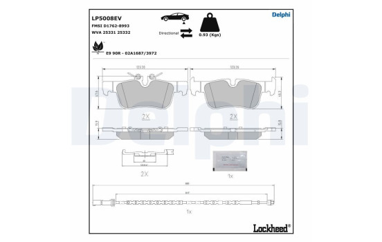 Brake pad set, disc brake LP5008EV Delphi, Image 3