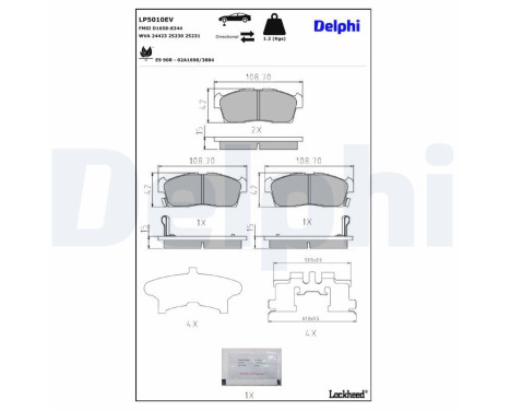 Brake pad set, disc brake LP5010EV Delphi, Image 2