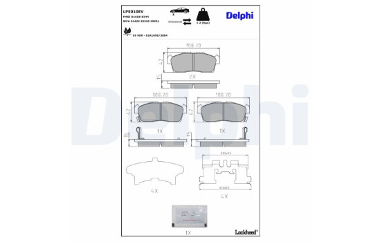 Brake pad set, disc brake LP5010EV Delphi, Image 3