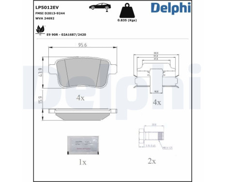 Brake pad set, disc brake LP5012EV Delphi, Image 3