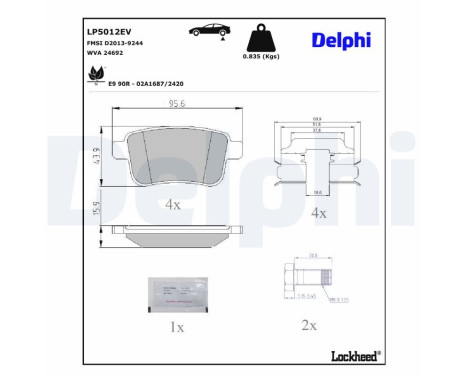 Brake pad set, disc brake LP5012EV Delphi, Image 3