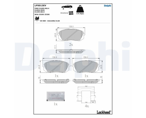 Brake pad set, disc brake LP5013EV Delphi, Image 4