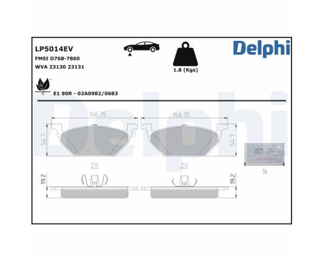 Brake pad set, disc brake LP5014EV Delphi, Image 3