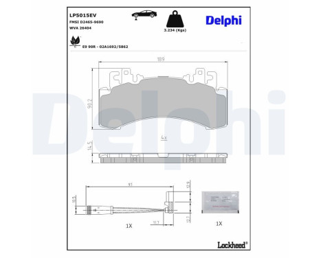 Brake pad set, disc brake LP5015EV Delphi, Image 4