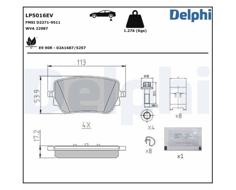 Brake pad set, disc brake LP5016EV Delphi, Image 3