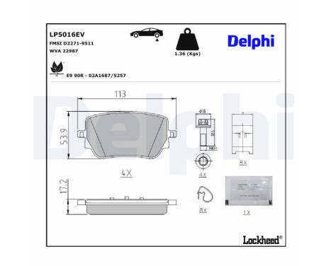 Brake pad set, disc brake LP5016EV Delphi, Image 3