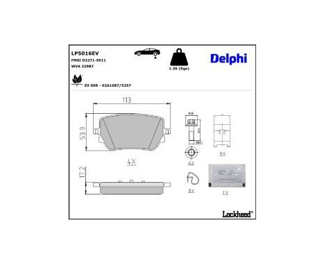 Brake pad set, disc brake LP5016EV Delphi, Image 3
