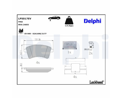 Brake pad set, disc brake LP5017EV Delphi, Image 3
