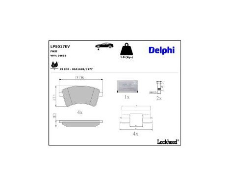 Brake pad set, disc brake LP5017EV Delphi, Image 3