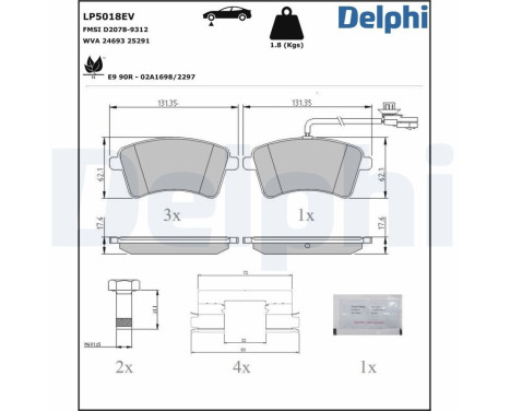 Brake pad set, disc brake LP5018EV Delphi, Image 4