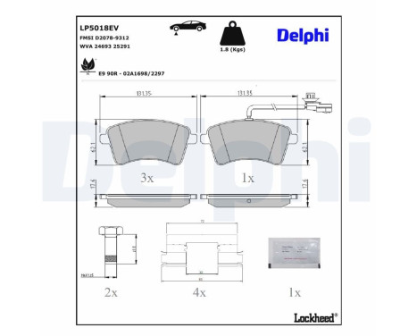 Brake pad set, disc brake LP5018EV Delphi, Image 4