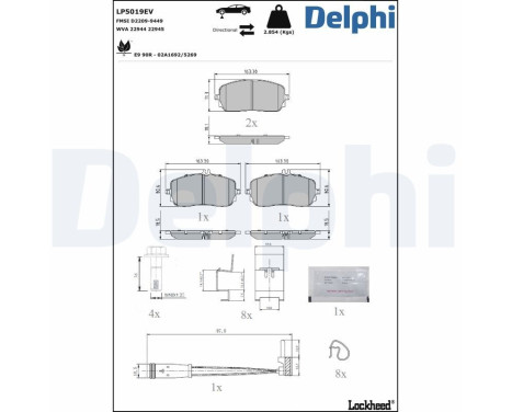 Brake pad set, disc brake LP5019EV Delphi, Image 4