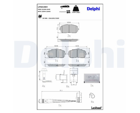 Brake pad set, disc brake LP5019EV Delphi, Image 4
