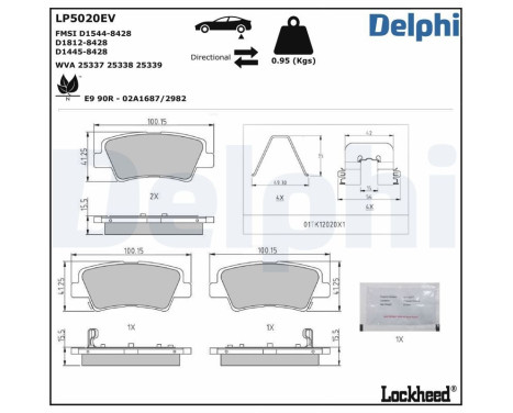 Brake pad set, disc brake LP5020EV Delphi, Image 2
