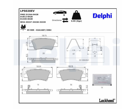 Brake pad set, disc brake LP5020EV Delphi, Image 2