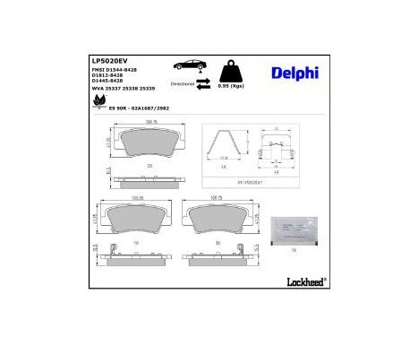 Brake pad set, disc brake LP5020EV Delphi, Image 2