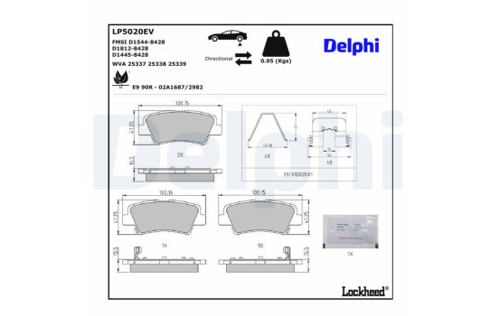 Brake pad set, disc brake LP5020EV Delphi, Image 2