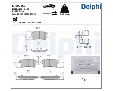 Brake pad set, disc brake LP5021EV Delphi, Image 2