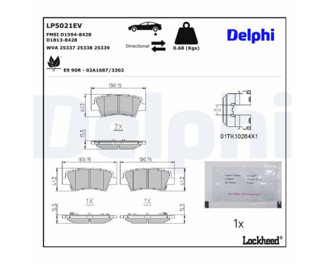 Brake pad set, disc brake LP5021EV Delphi, Image 2