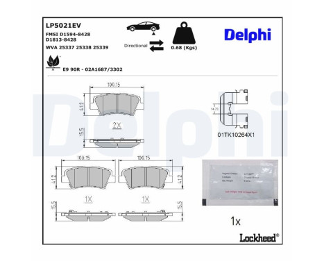 Brake pad set, disc brake LP5021EV Delphi, Image 2