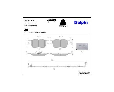 Brake pad set, disc brake LP5022EV Delphi, Image 4