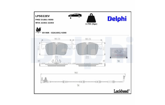 Brake pad set, disc brake LP5022EV Delphi, Image 4