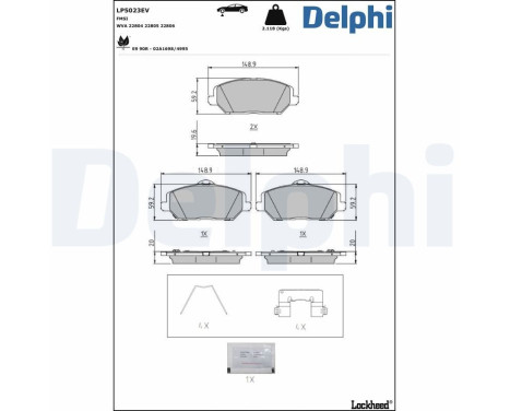 Brake pad set, disc brake LP5023EV Delphi