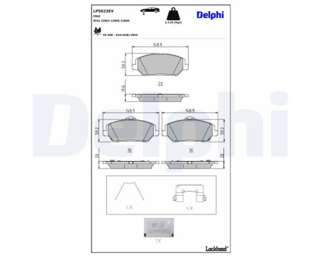 Brake pad set, disc brake LP5023EV Delphi, Image 2