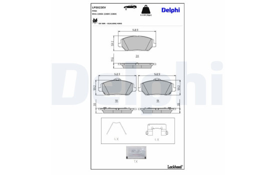 Brake pad set, disc brake LP5023EV Delphi, Image 3