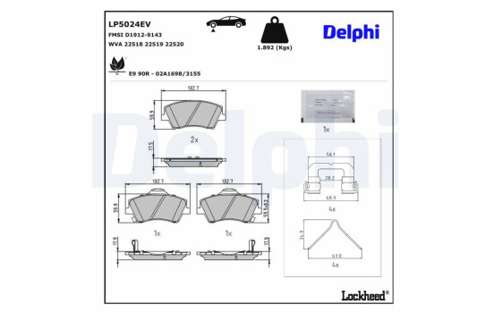Brake pad set, disc brake LP5024EV Delphi, Image 3