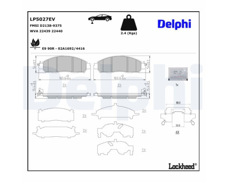 Brake pad set, disc brake LP5027EV Delphi, Image 2