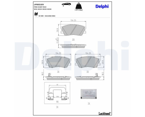 Brake pad set, disc brake LP5031EV Delphi, Image 3