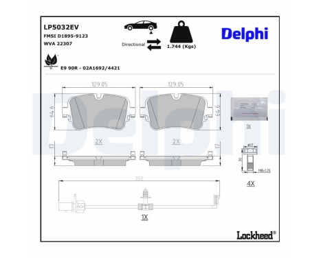 Brake pad set, disc brake LP5032EV Delphi, Image 2