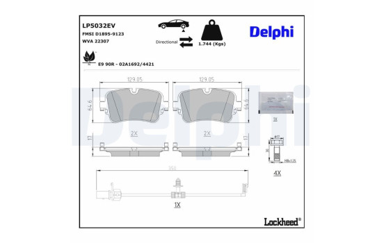 Brake pad set, disc brake LP5032EV Delphi, Image 3
