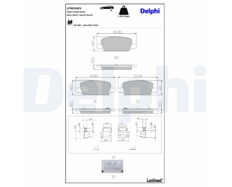 Brake pad set, disc brake LP5034EV Delphi, Image 2