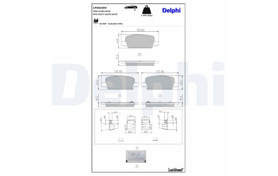 Brake pad set, disc brake LP5034EV Delphi, Image 3