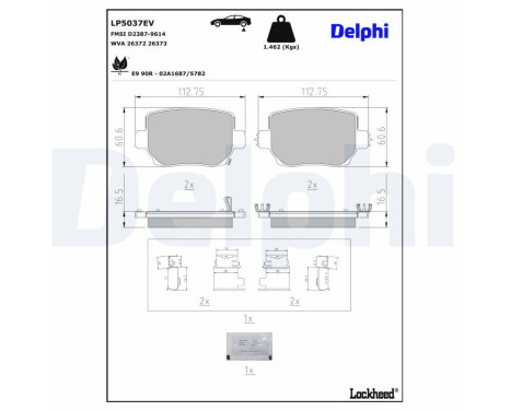 Brake pad set, disc brake LP5037EV Delphi, Image 3