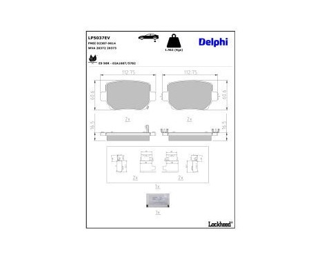 Brake pad set, disc brake LP5037EV Delphi, Image 3