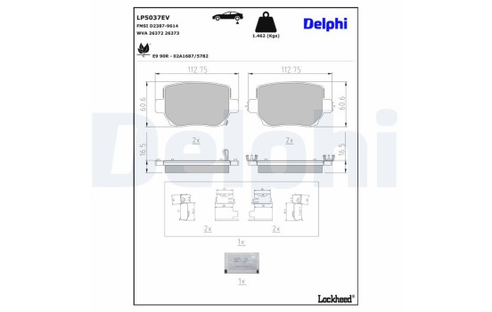 Brake pad set, disc brake LP5037EV Delphi, Image 3