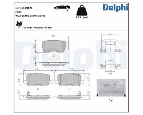Brake pad set, disc brake LP5039EV Delphi