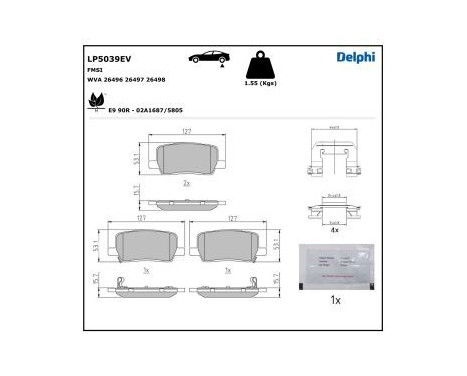 Brake pad set, disc brake LP5039EV Delphi, Image 2