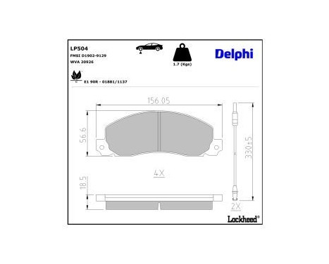 Brake Pad Set, disc brake LP504 Delphi