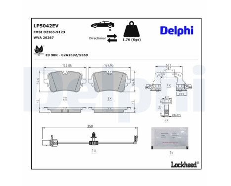 Brake pad set, disc brake LP5042EV Delphi