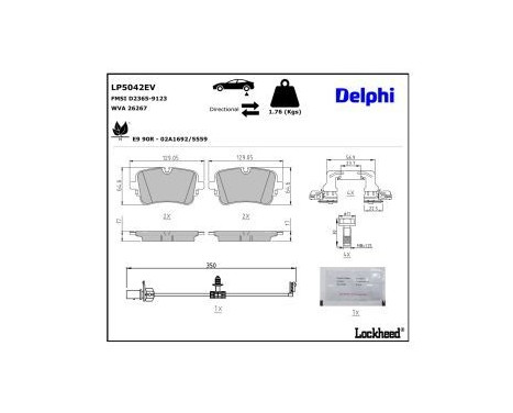 Brake pad set, disc brake LP5042EV Delphi