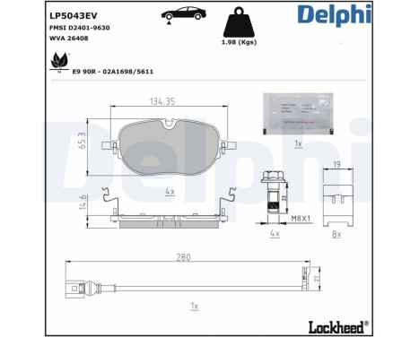 Brake pad set, disc brake LP5043EV Delphi, Image 4